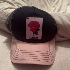 Loteria La rosa trucker hat pink gray NWOT